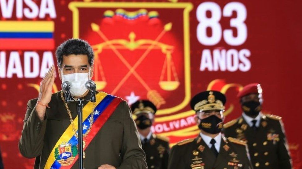 Venezuela's President Nicolas Maduro speaks during Venezuela's Bolivarian National Guard anniversary ceremony, amid the outbreak of the coronavirus disease (COVID-19), in Caracas, Venezuela August 4, 2020