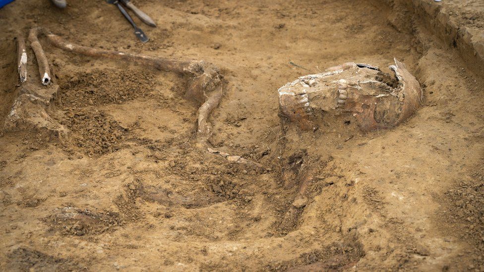 Bones uncovered at the site of the battle of Waterloo