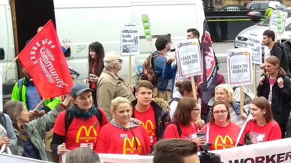 Striking BFAWU members protesting at Westminster