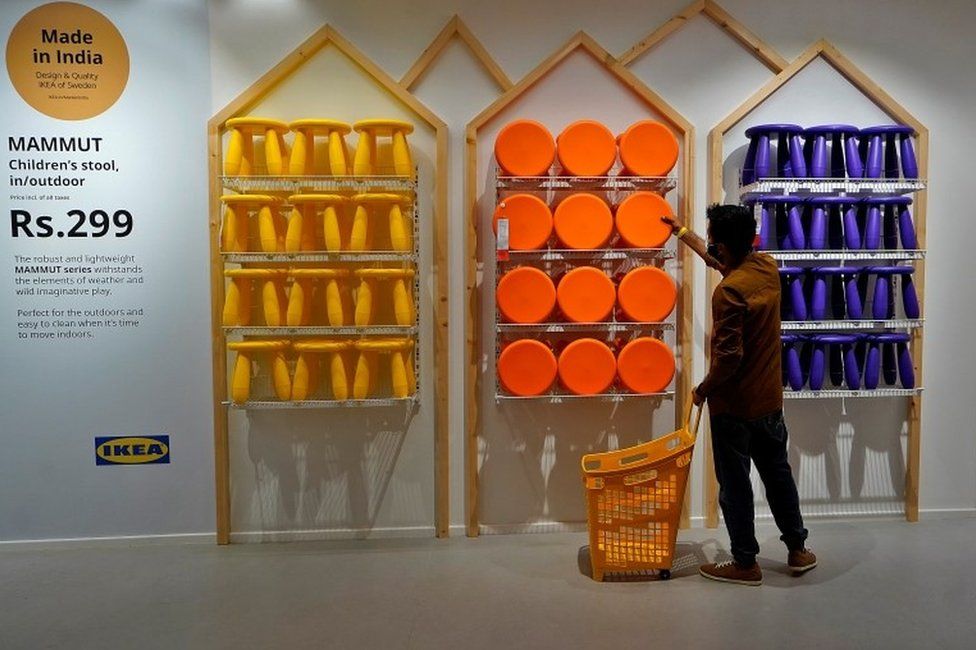 A man shops inside IKEA"s first city store in Mumbai, India, December 8, 2021