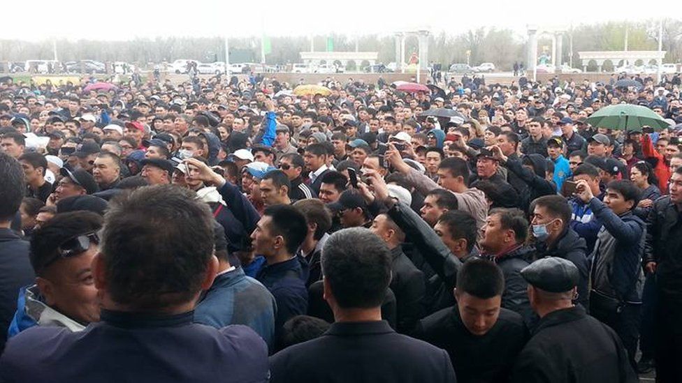 Protest in Aktobe, Kazakhstan, on Wednesday 27 April 2016