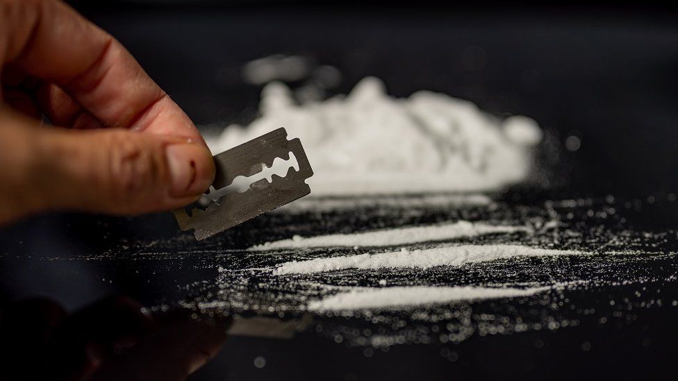 Lines of cocaine on table