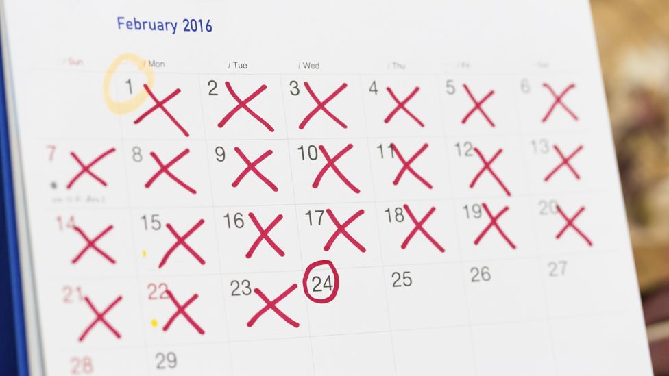 Calendar marking off menstruation