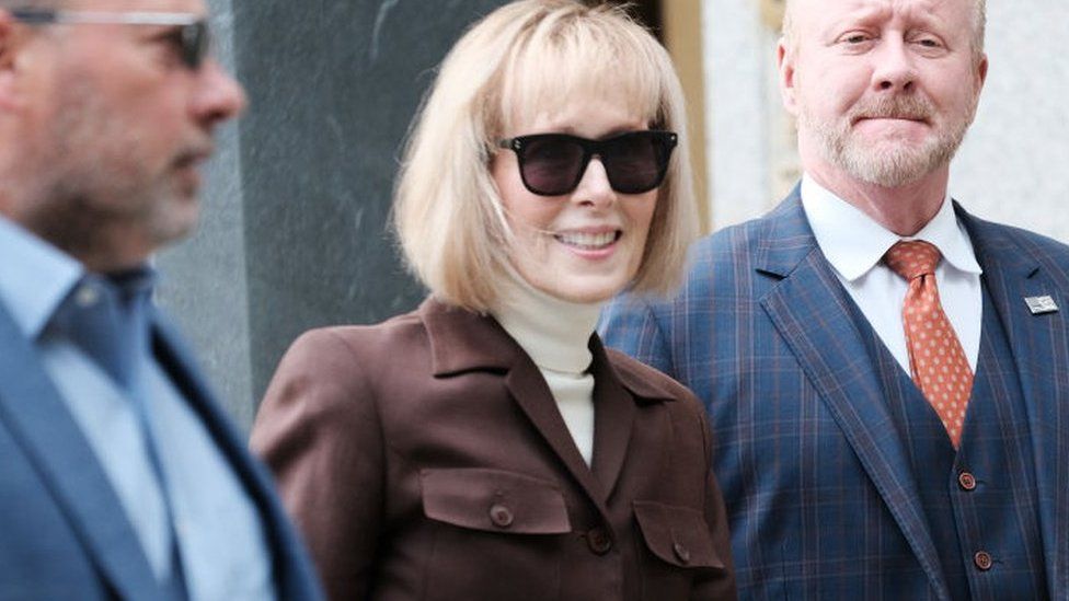E Jean Carroll arrives for her civil trial against former President Donald Trump on 9 May 2023