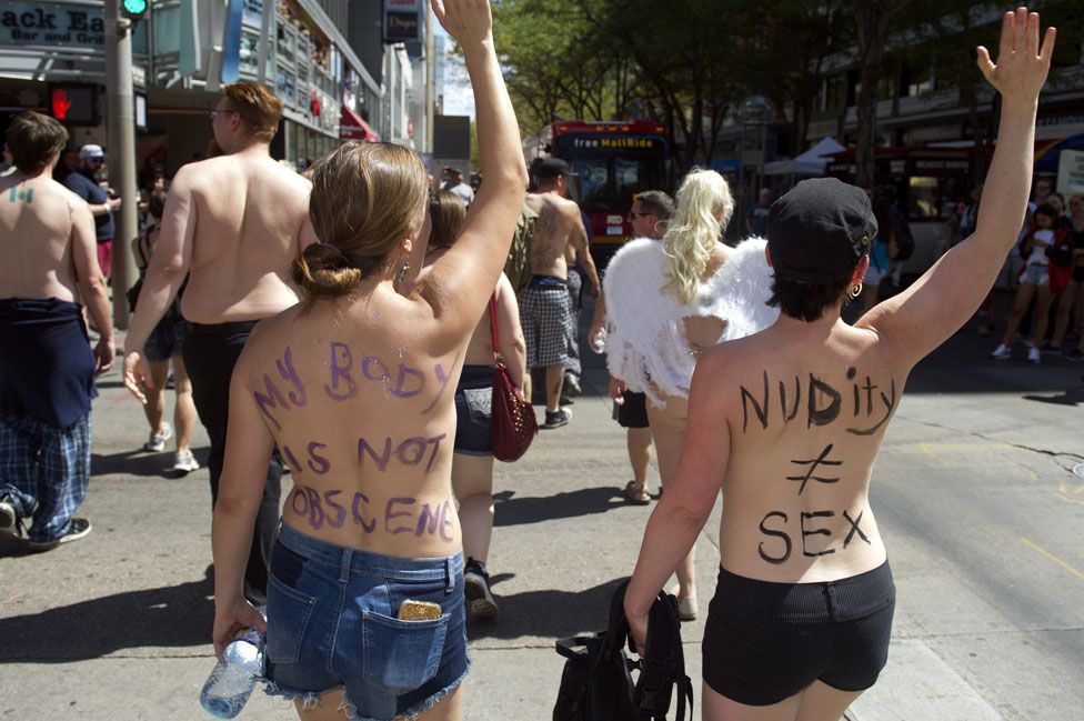 Topless women in 2017 protest