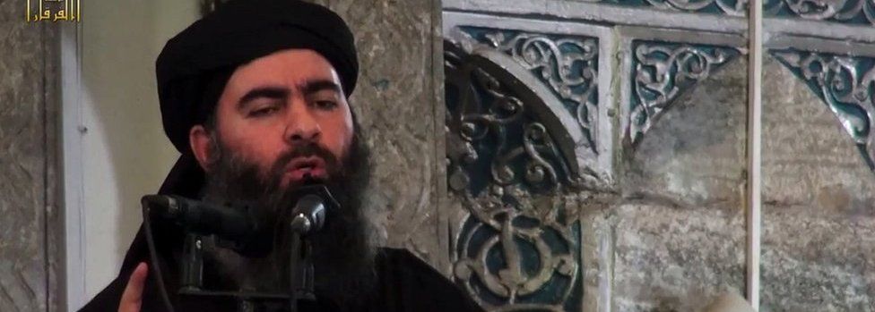 Abu Bakr al-Baghdadi speaks at Mosul's Great Mosque of al-Nuri on 5 July 2014