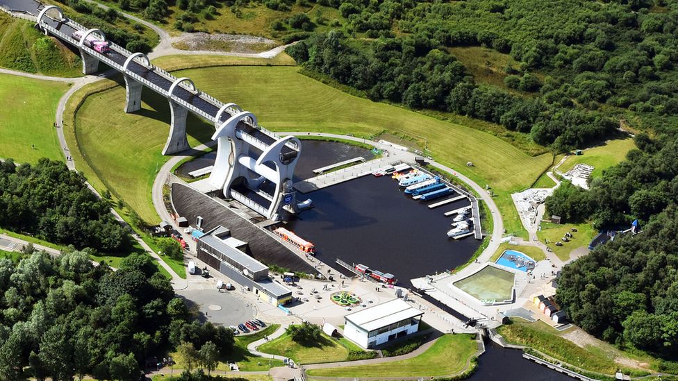 Falkirk Wheel reopens to public after maintenance work - BBC News