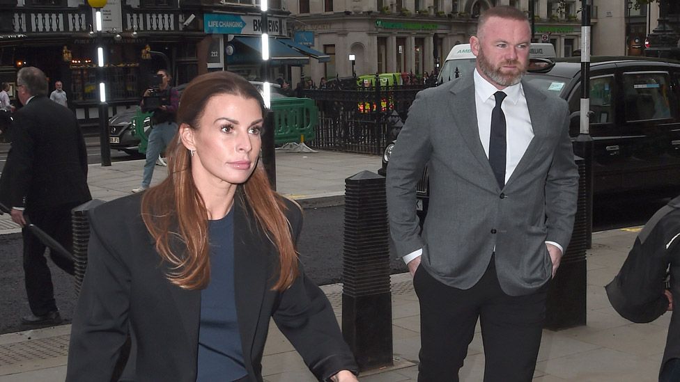 Coleen and Wayne Rooney arriving at the High Court