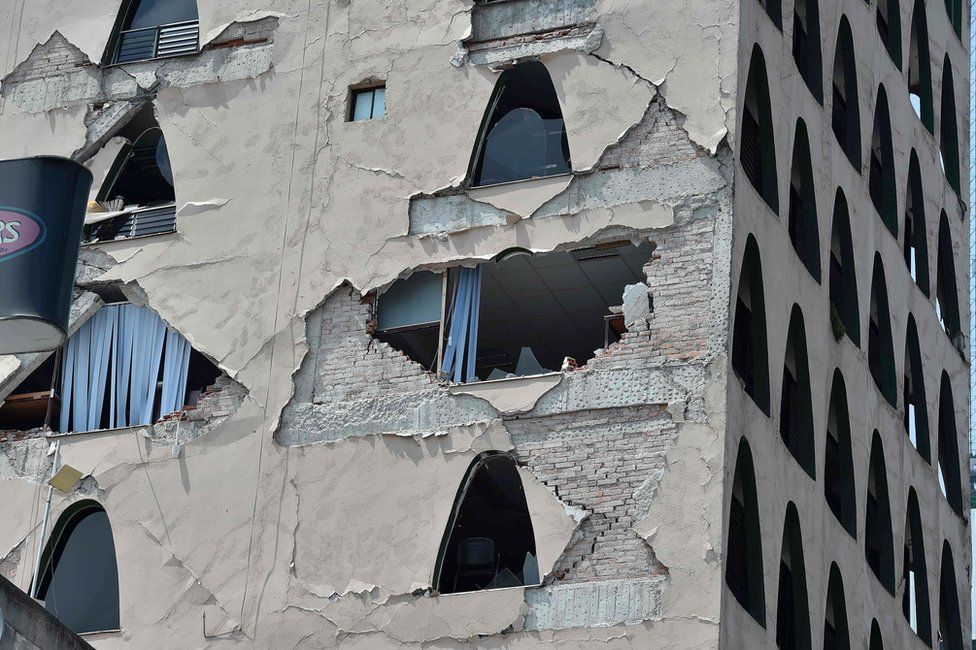 A damaged multi-storey building in Mexico City, 19 September