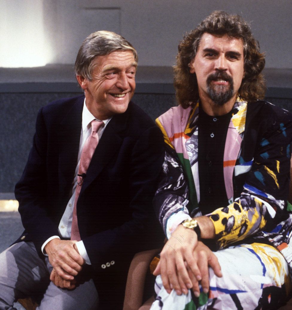 Sir Michael Parkinson with Sir Billy Connolly on Parkinson - One to One in 1987