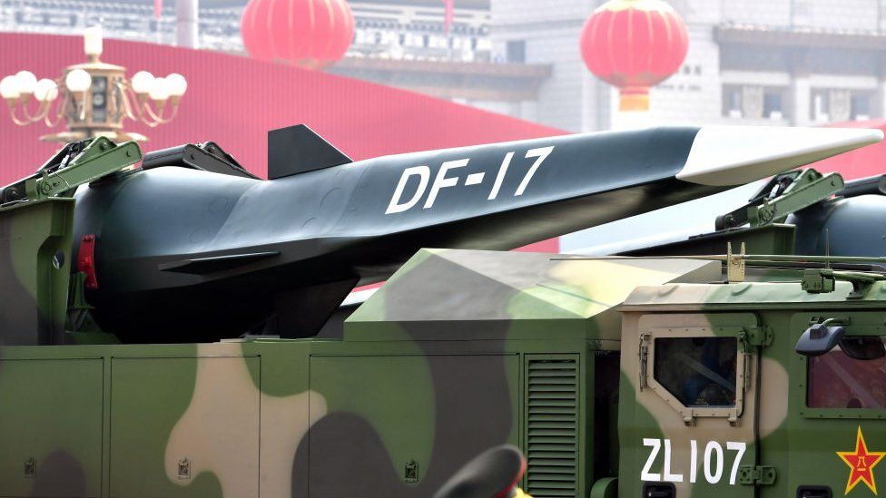 The hypersonic glide vehicle (HGV) DF-17 is seen during a military parade to celebrate the 70th Anniversary of the founding of the People's Republic of China, October 1, 2019 in Beijing.