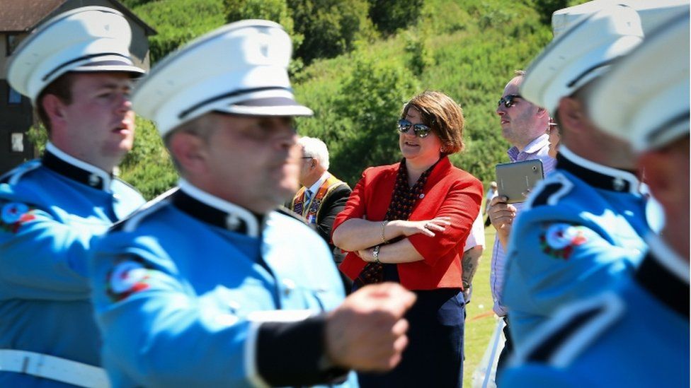 Arlene Foster with marchers