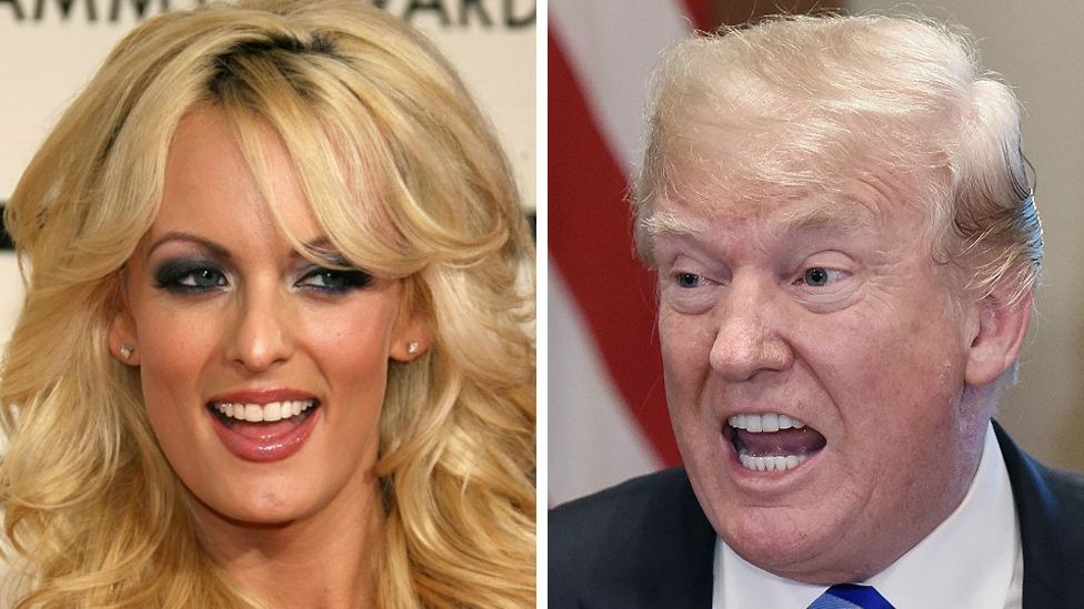 Composite image of Stormy Daniels and Donald Trump