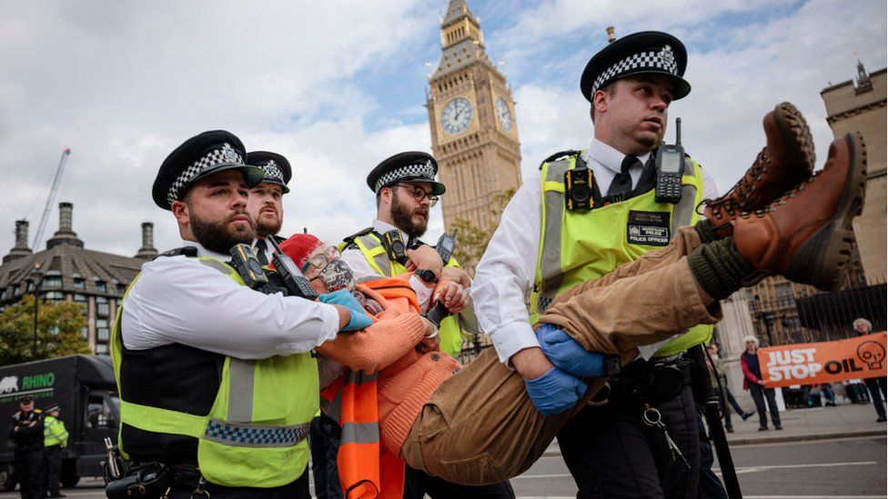 A demonstrator arrested by police