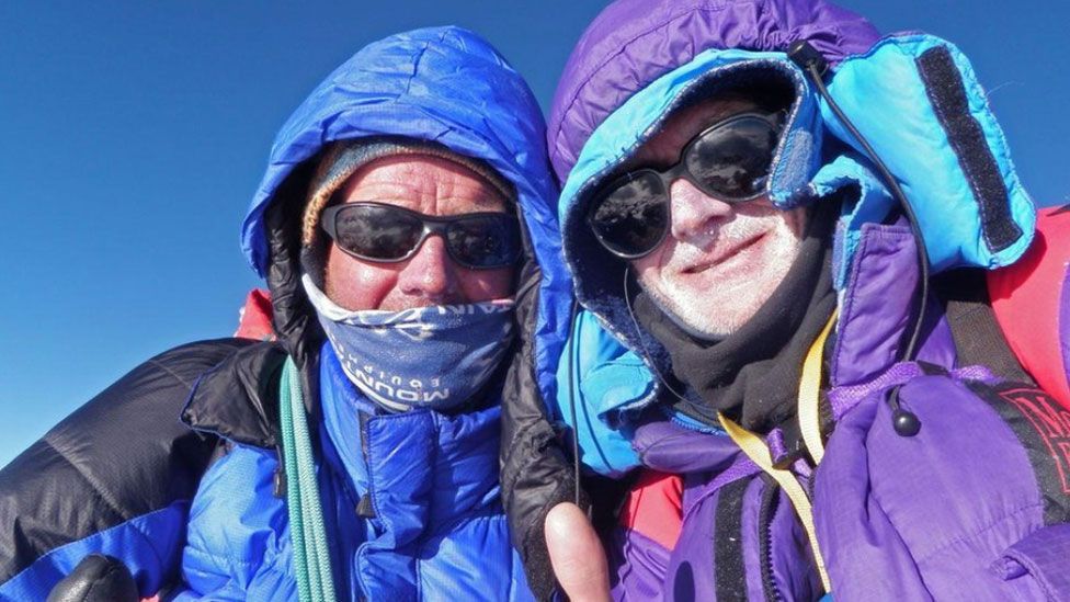 Rick Allen and Sandy Allan on a climb in 2012