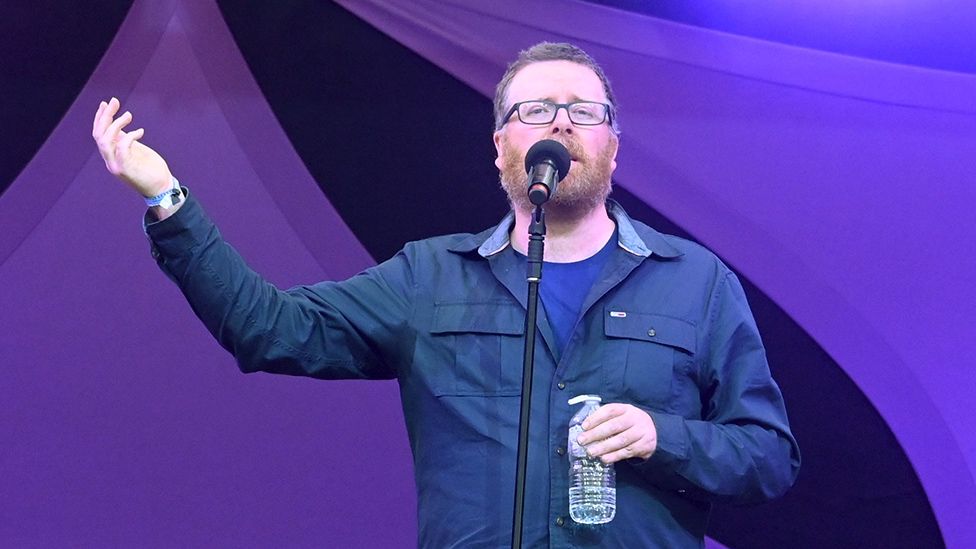 Frankie Boyle on the comedy stage at Latitude