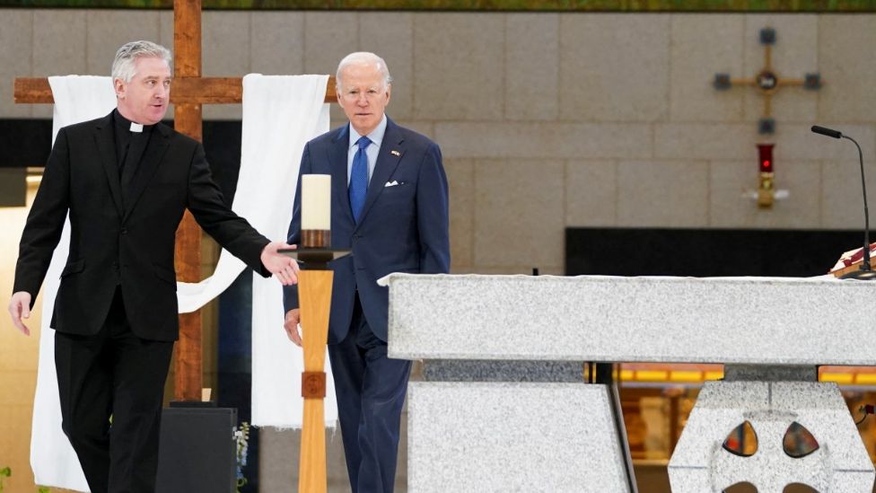 President Biden is touring the basilica at Knock Shrine in County Mayo