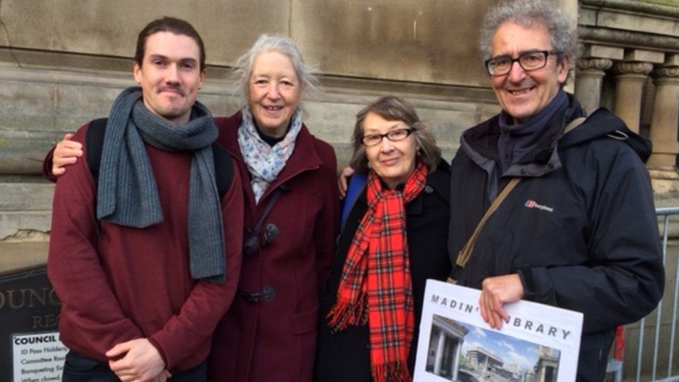 From left - Joseph Young, Jenny Marris, Hazel Clawley and Alan Clawley outside the Council House