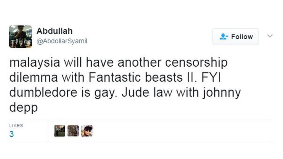 Malaysia will have another censorship dilemma with Fantastic Beats II. FYI Dumbledore is gay. Jude Law with Johnny Depp.