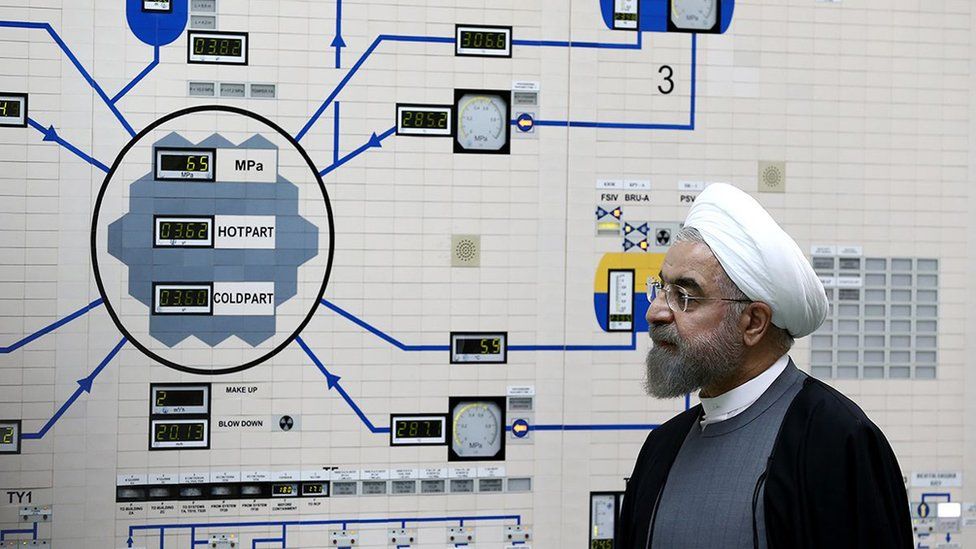President Rouhani pictured in a nuclear plant