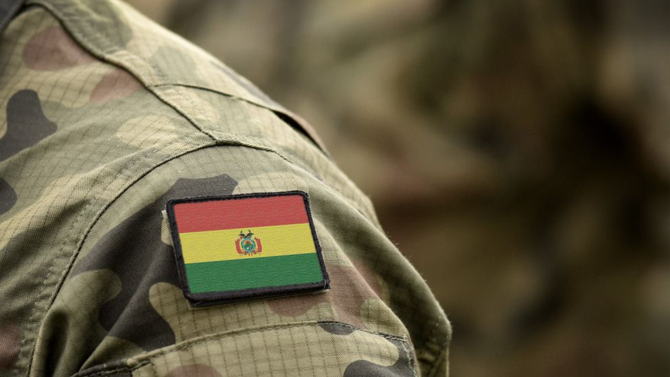 The Bolivian flag on a military uniform