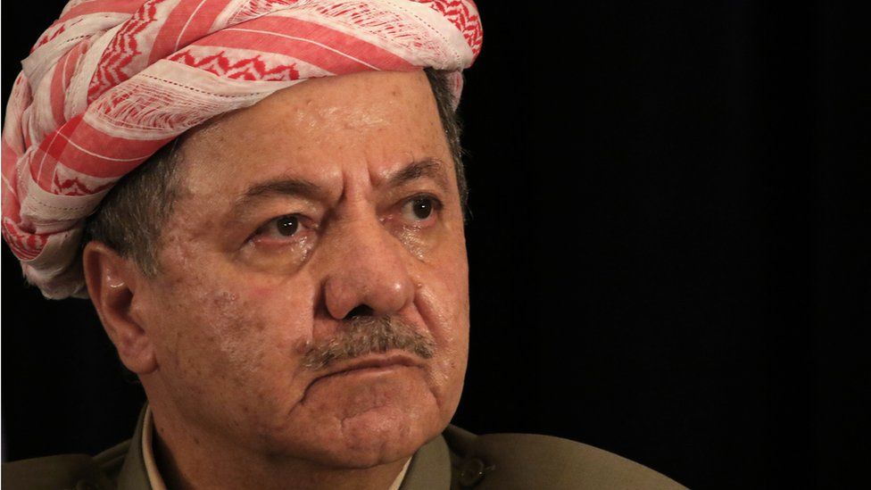 Massoud Barzani speaks during a press conference on 21 September 2017