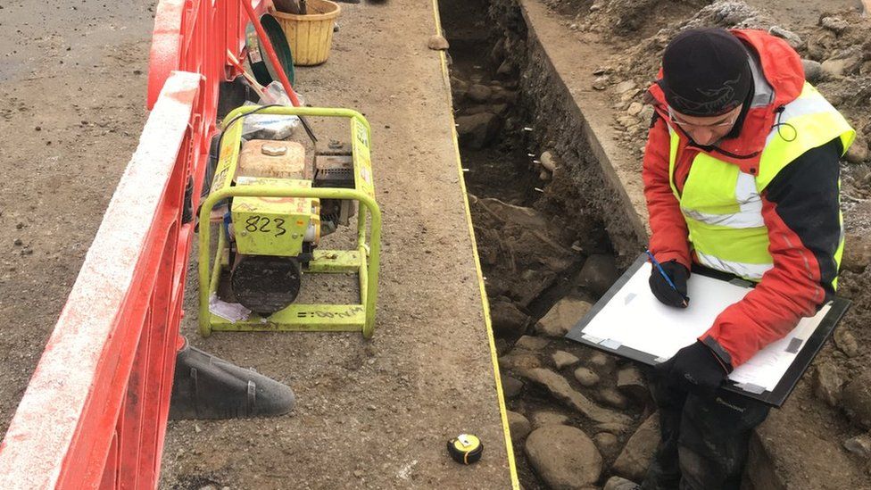 Archaeologist Steven Birch recording remains of chapel in Kingussie