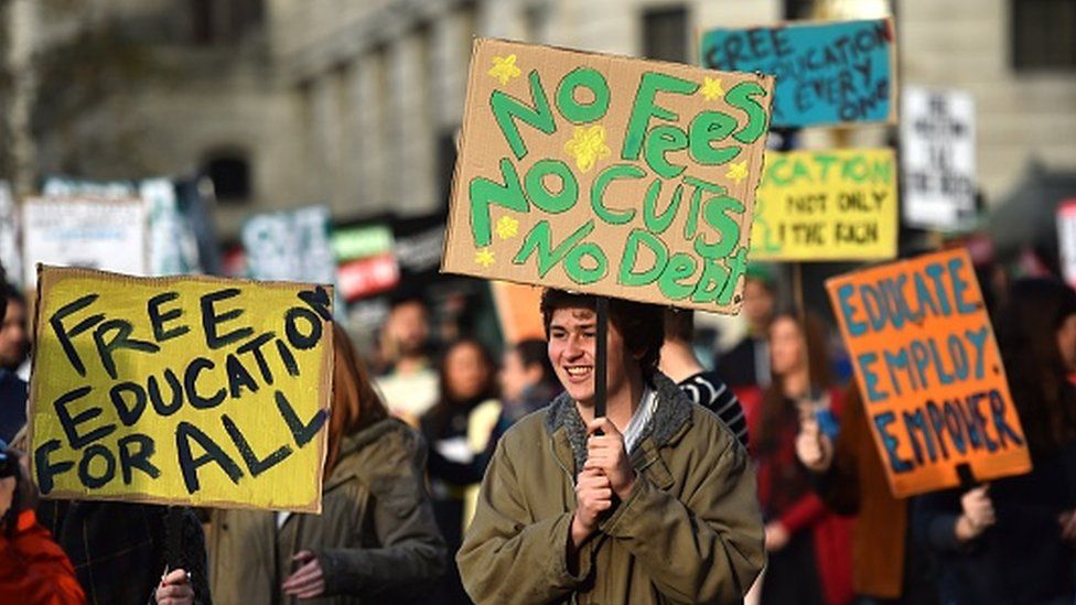 A student protest about the cost of tuition fees in 2014