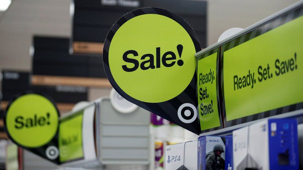 Sale signs ahead of Black Friday event
