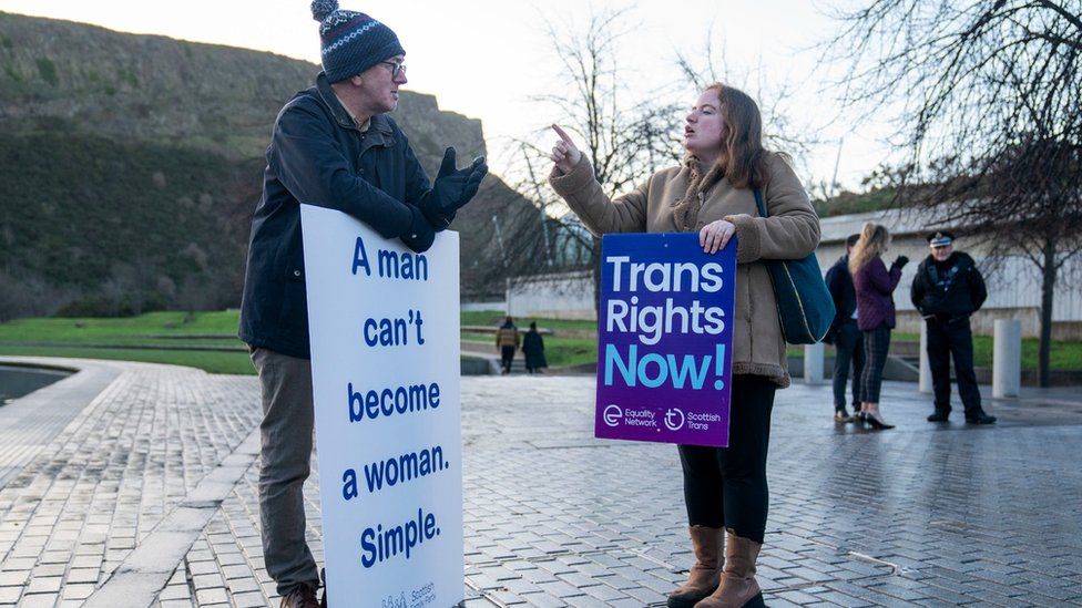 campaigners for and against the gender reform bill