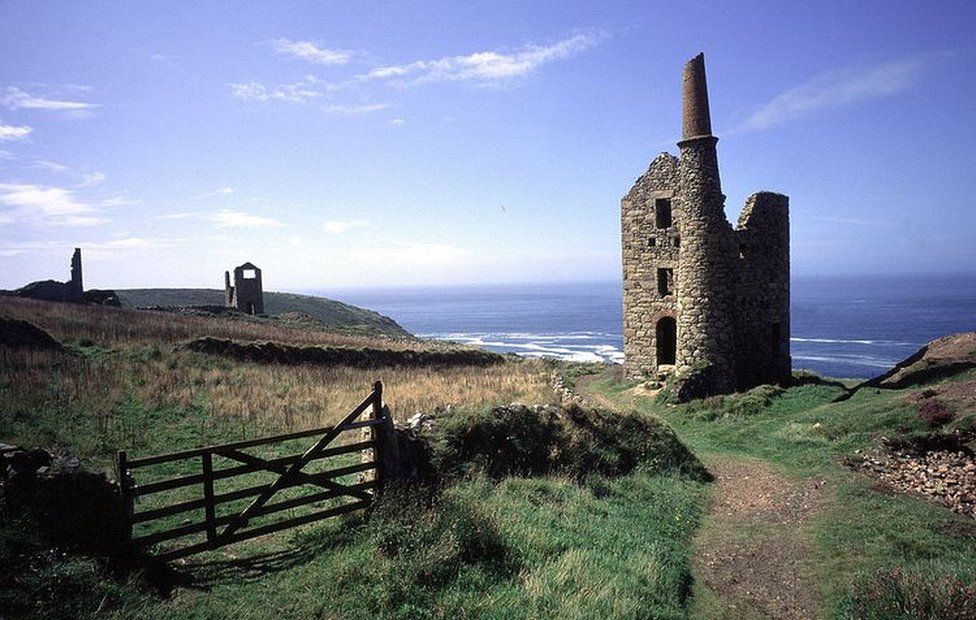 An abandoned tin mine at Botallack on the West Penwith coast of Cornwall