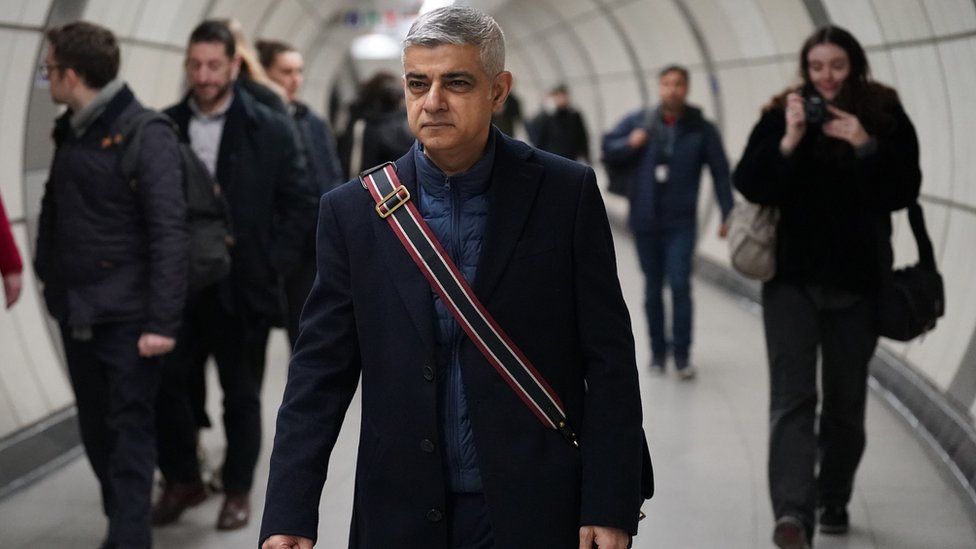 London mayor Sadiq Khan during a visit to Bond Street underground station