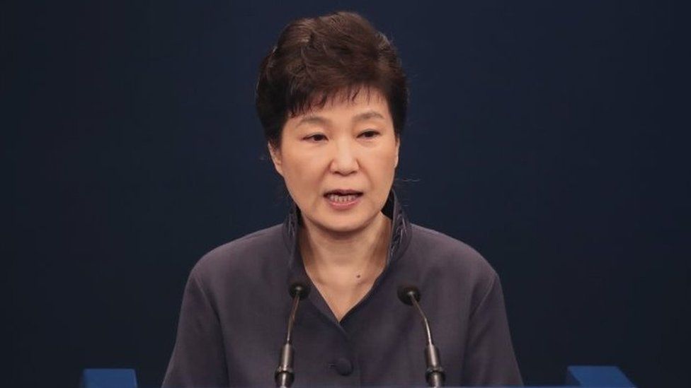 South Korean President Park Geun-hye speaking from the presidential residence Cheong Wa Dae