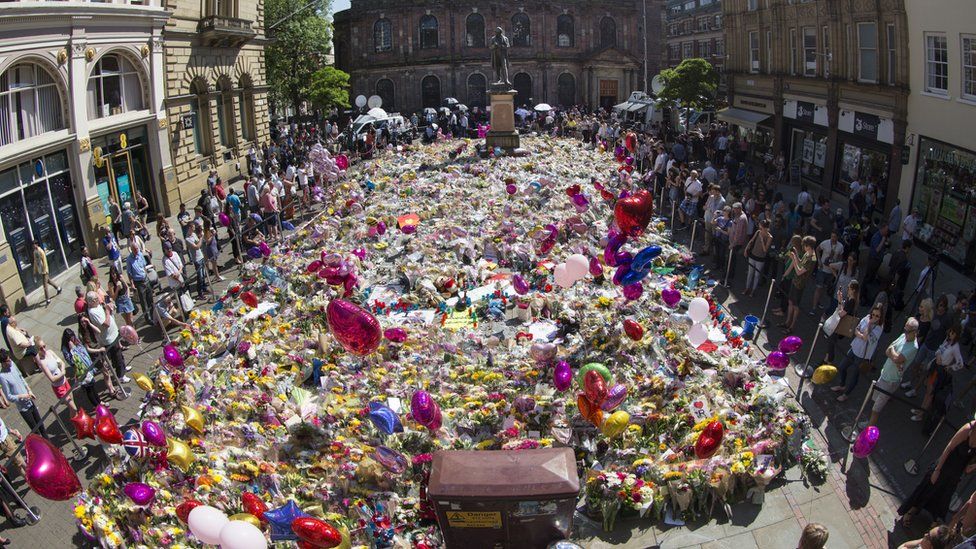 Floral tributes to 22 May victims in Manchester
