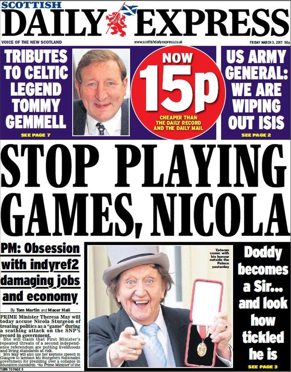 Scotland's papers: Sturgeon's 'game' and Celtic's Lionheart - BBC News