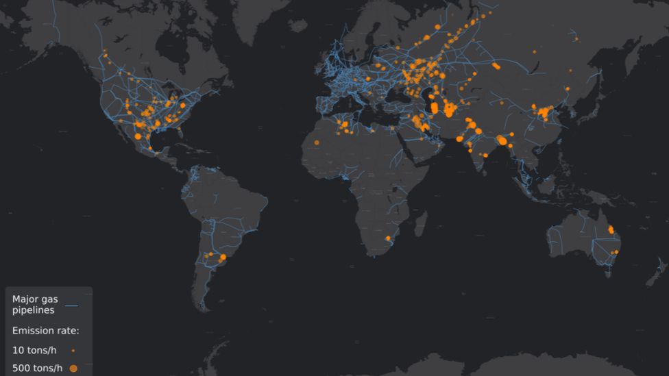 Methane leaks have been systemically mapped from space