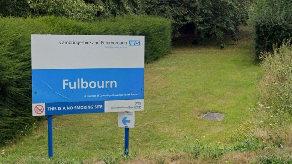 Sign of Fulbourn Hospital, Cambridge, Cambridgeshire and Peterborough NHS Foundation Trust.