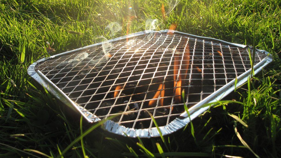 A disposable barbeque