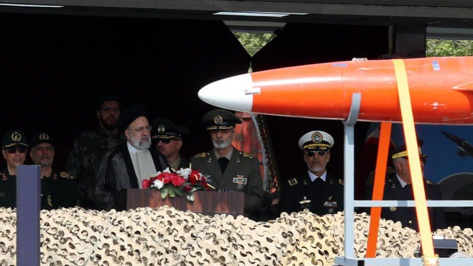 Iranian President Ebrahim Raisi astatine  a subject   basal  successful  Tehran