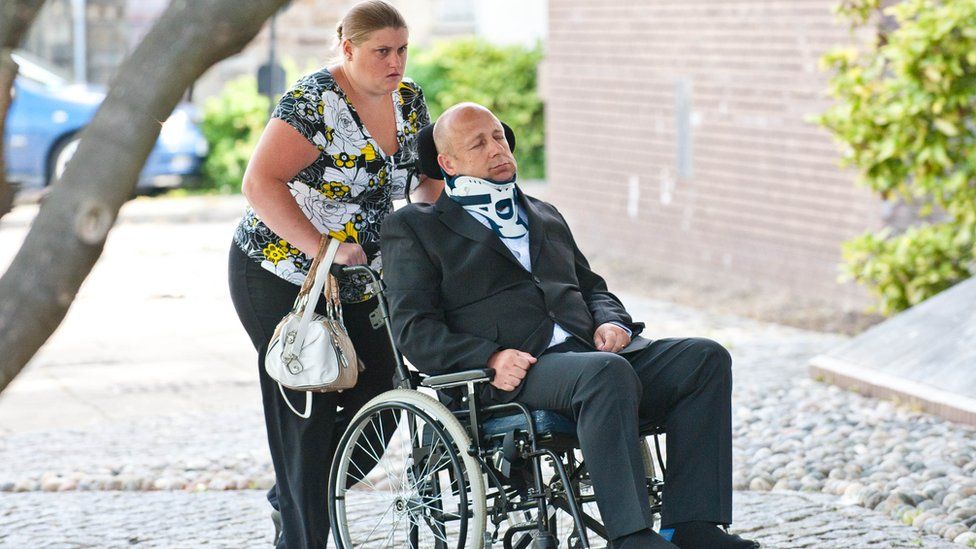 Alan Knight previously arrived at Swansea Crown Court in a wheelchair