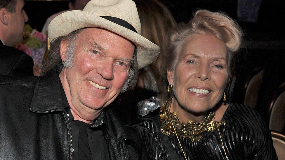 Neil Young and Joni Mitchell pictured in 2012