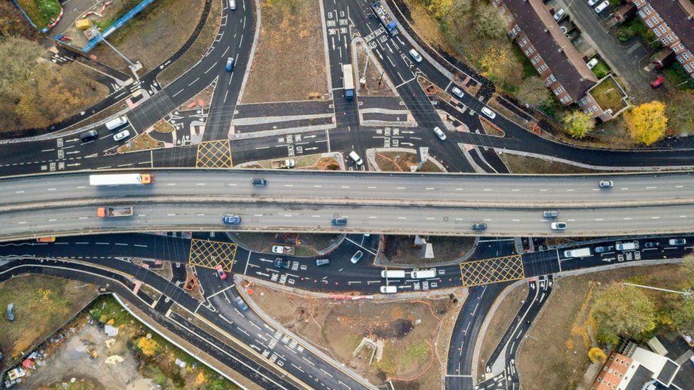 An aerial view of the new Princess Road/Medlock Street junction,