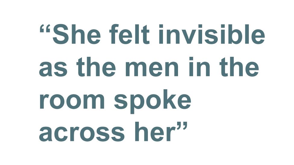 Quotebox: she felt invisible as the men in the room spoke across her