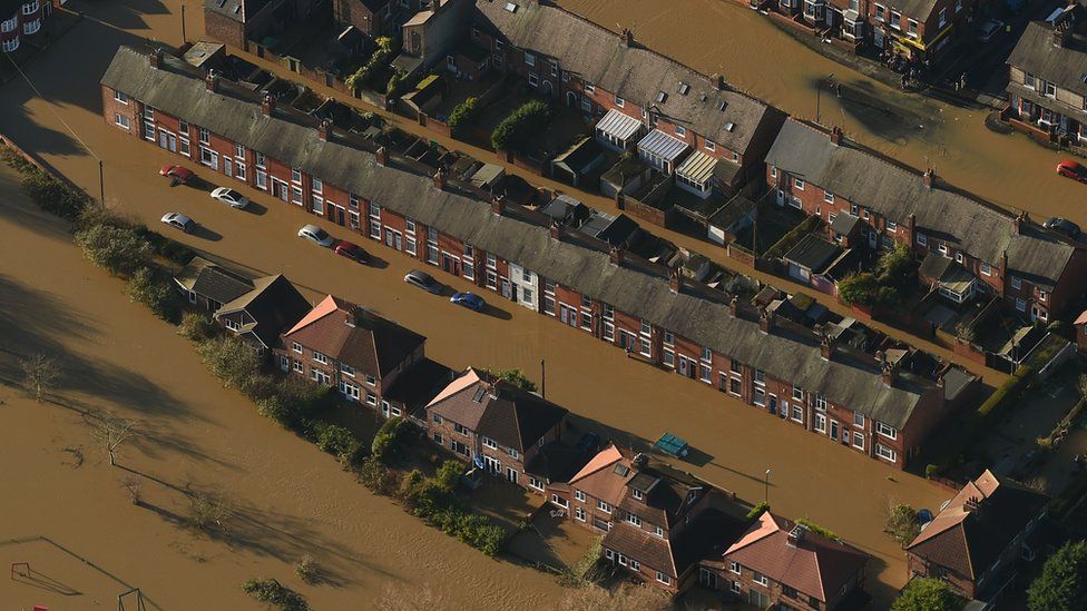 Flooded homes in York