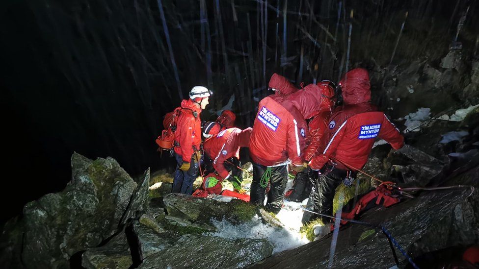 A climber is rescued from the slopes of Tryfan