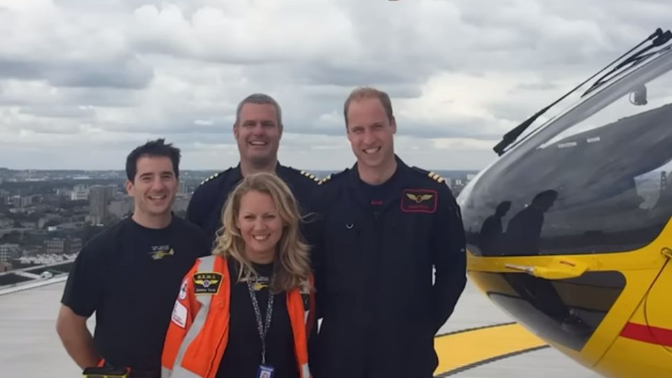 Prince William with East of England Ambulance staff