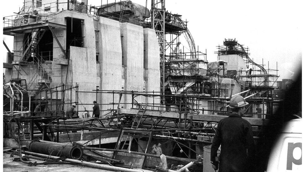 The Thames Barrier in construction