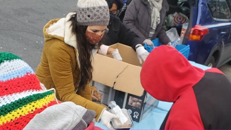 Volunteers distributing food in Philadelphia