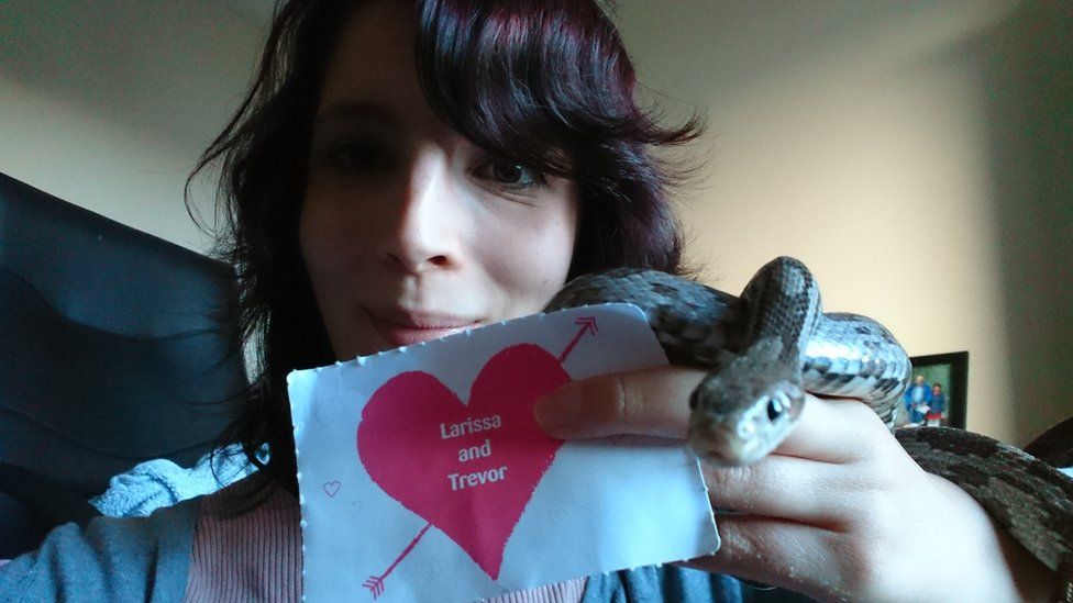 Exotic pet owner Larissa Butler and her corn snake Trevor