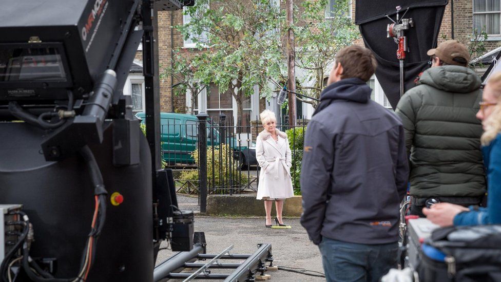 Barbara Windsor filming on the set of EastEnders in 2016